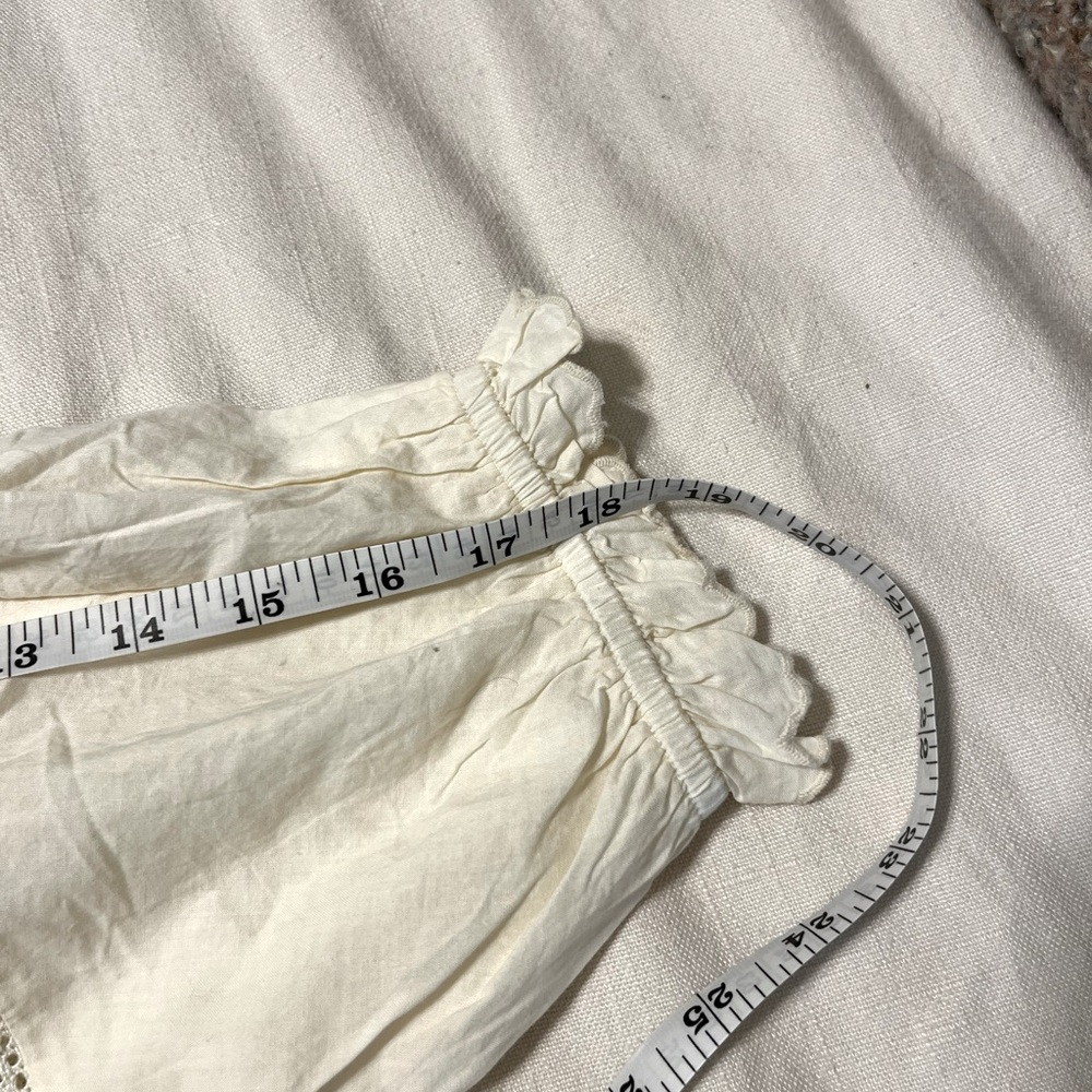 NWT- American Eagle Embroidered Puff Sleeve Cream Mini Dress - Picture 10 of 10